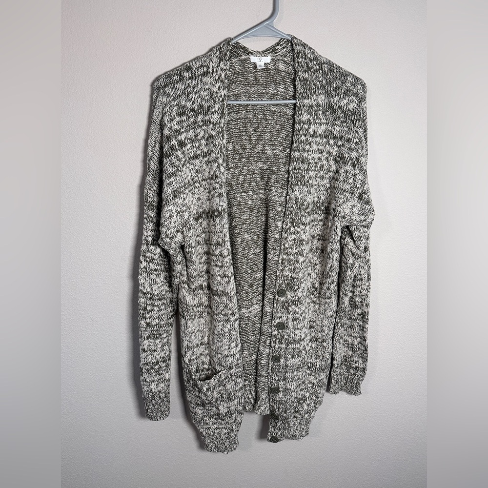 BP dark green and gray women’s cozy knit cardigan with buttons size large